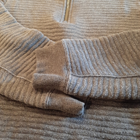 Athleta Ribbed Sweatshirt with 3/4 Zip Gray Size Large - Picture 8 of 11